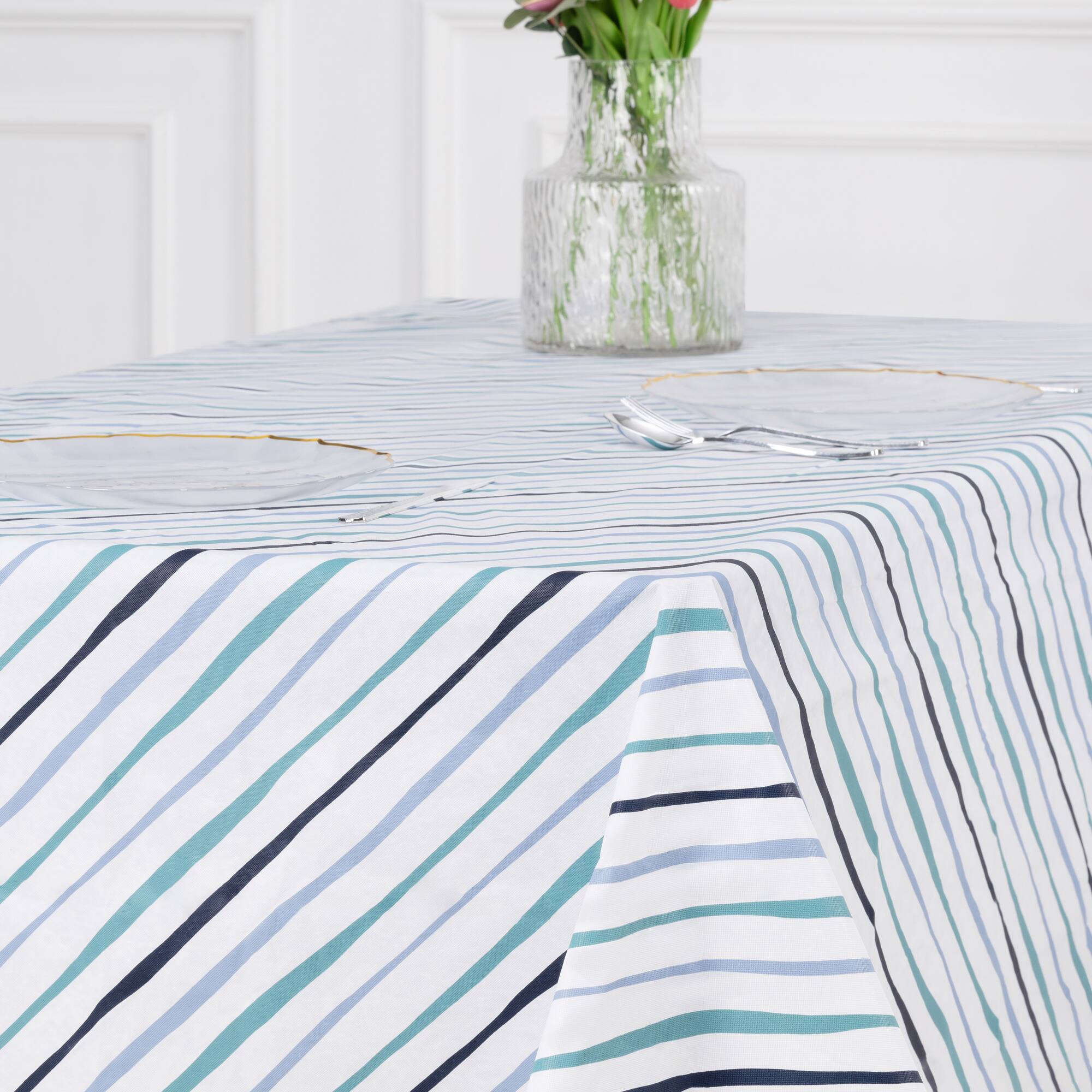 52" x 70" Blue & White Stripes Table Cloth by Celebrate It™